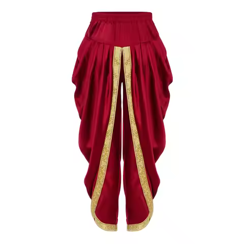 Kids Boys Satin Dhoti Pants Elastic Waistband Draped Baggy Trousers for Halloween Theme Party Cultur