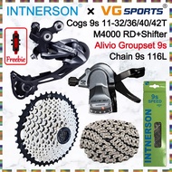 INTNERSON Groupset 9 speed RD M4000 Alvio shifter 9 speed Groupset MTB Cassette cogs 9 speed Bike