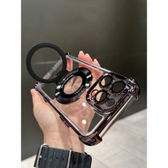 樂淘淘訂製iPhone 15冰晶盾四角防摔殼 蘋果i15 14 13 12 11 promaxXR手機殼保護殼 【黑色】+磁吸漏标支架 iPhone 13 Pro Max