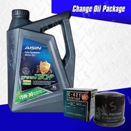 AISIN Fully Synthetic SAE 5W-30 Oil Change Package for Ford Ecosport (2012 to present) / Ford Fiesta / Ford Focus / Mazda CX-3 / Mazda CX-5 / Ford Escape 1.6L [ 4 Liters + Vic filter ]