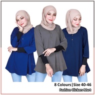 FC Mart - Women Casual Blouse / Baju Blause Muslimah Plus Size / Button Ironless Blouse / Baju Perempuan Style Butang