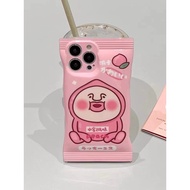 เคสถุงขนมสกรีนลาย กันเลนส์กล้อง บิดงอได้สำหรับ 7p/8p xr 11 11promax 12 12pro 12promax 13 13promax 14