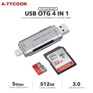 Otg Memory Card Adapter Read Sd Card 4 In 1 Tf Type C Usb 3.0/