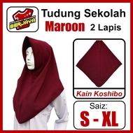 Tudung Sekolah DUA LAPIS MAROON Koshibo/Tudung Sekolah Pengawas Koshibo Licin(READY STOCK)#FastDeliv