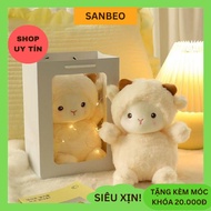 Premium Soft Stuffed White Sheep Gift Set with Bag and Light - SANBEO Sheep Plushie