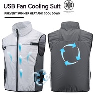 Side Install 2 Fan Vests with 12V Fan Gray Cool Air Conditioning Suit Sitting Lying Fan Jacket