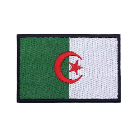 Algerian flag Algeria Patches Armband Embroidered Patch Hook Loop Iron On Embroidery Badge Military 