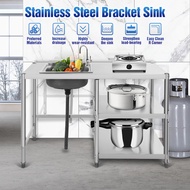 HQNICE Stainless Steel Kitchen Sink / Single Bowl Sink / Single Drainer / Dish Rack / Kitchen Organizer