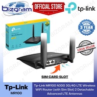 Tp-Link TL-MR100 N300 3G/4G LTE Wireless WiFi Router (with Sim Slot) 2 Detachable Advanced LTE Antennas (3-Yr Wty)