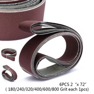 [FSFO-MY] 6pcs/Set  for 2" x 72" Fine Grit Sanding Belt Sandpaper Sander Abrasive Band 5x182cm