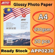 (20sheets) A4 Glossy Photo Paper 230gsm/ Glossy Fast Dry Photo Paper 230gsm Photograph Inkjet Printi