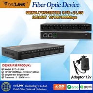 Fiber Optic Media converter 8 FO to 2 LAN Gigabit 1000 Mb/s Netlink.