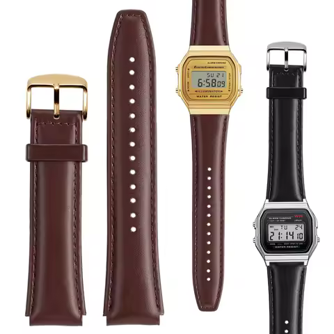 For Casio Vintage Leather Strap A158 A159 A169 F91W AE-1200 AE1300 SGW-300/400 AQ-150W Cowhide Watch