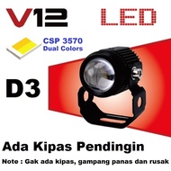 Lampu Sorot Tembak Laser Gun Mini LED V12 D2 D3 Motor Mobil 20Watt 2 Warna Putih Kuning 20W 20 Watt