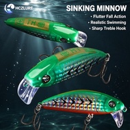 Sinking Minnow Hard Lure Flutter Fall Action Realistic Baitfish Sharp Treble Hook Freshwater Saltwat