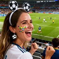 World Cup Theme Football Headband Earrings Tattoo Stickers Headband Fans Cheer Props Football Hairpi