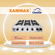 Chelstar - CGC 611 - Stainless Steel Gas Stove / Low Pressure Stove / 6-Burner / Gas Cooker / Enamel