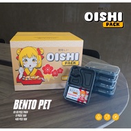 BENTO PET/OISHI PACK/BENTO PLASTIC BOX/BENTO FOOD GRADE/ DISPOSABLE FOOD BOX/ BENTO BOX 3 Separator/
