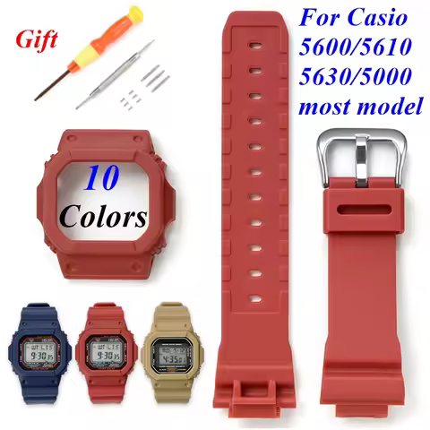 For Casio G-Shock DW5600/5000 GW5600 GLX5600 GW-M5610 Watch Strap Protective Case Resin Bezel Band R
