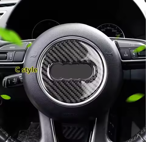 Car Carbon Fiber Steering Wheel Logo Sticker Frame Cover For Audi A1 A3 A4 A5 A6 A7 Q3 A6 C7 Q5 A8 Q