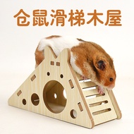 Mainan rumah kayu untuk hamster, tangga panjat untuk hamster emas, mainan sangkar kayu untuk hamster