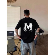 UM  Oversize T-Shirt Cotton1 Fabric "Ripple letter M" Pattern Premium Grade Round Neck Comfortable T