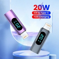 20W จอแสดงผลดิจิตอล OTG USB C เป็นอะแดปเตอร์แบบ Lightning สำหรับ IOS ตัวผู้เป็น Type C ตัวเมียตัวแปลงสำหรับ iPhone 14 13 Xiaomi แล็ปท็อปประเภท C เป็น Type C Converter