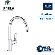 GROHE BauFlow Single Lever Kitchen Sink Mixer | GROHE Zero | Lead & Nickel Free | GROHE StarLight,Si