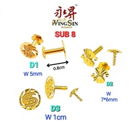 Wing Sing Subang Logo Indian Design  Emas 916 / 916 Gold Dollar Ohm Sanskrit Logo Big Screws Earring