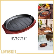 [Lovoski1] Steak Fry Plate BBQ Grill Pan Veggies Meats Grill Plates Nonstick Oval Shape Skillet Hot 