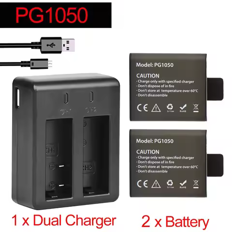 1050mAH PG1050 Battery + Dual Charger For EKEN H9 H9R H3R H8R H8PRO H8 For SJCAM SJ4000 SJ 4000 SJ50