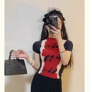 NEW 2025 Issey Miyake Pleated Fashion High-end French Style Corngrain Color Matching Top Womens Spri