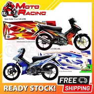 GRED AAA LC135 V1 BODY STICKER STRIPE (02) FIRE API BLUE BIRU WHITE PUTIH RED MERAH BLACK HITAM MORI