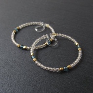 白色托帕石與藍色系托帕石無耳洞耳環