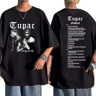 Mens T-shirt Hop Rapper Tupac 2Pac Print Double Sided T Shirt Male Cotton Short Sleeves Tshirts