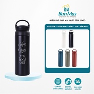 Bunmus Gift BQ500 engraved thermos bottle with convenient 500ml capacity handle