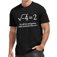 Men's T-shirt with Cute Math Equation Print - √-4=2 & Slogan Cute, Regular Size Short Sleeve T-shirt