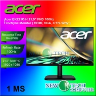 ACER Acer EK221Q H 21.5" FHD 100Hz FreeSync Monitor ( HDMI, VGA, 3 Yrs Wrty ) EK221