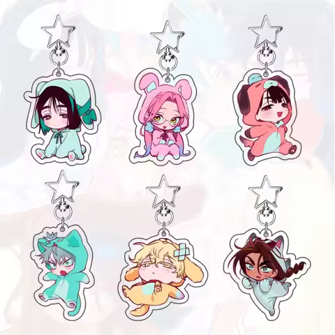 6pcs Anime ALIEN STAGE Keychains Pendant Car KeyChain Acrylic Stand MIZI SUA TILL IVAN HYUNA LUKA Fa