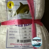 Pukat Jaring Ikan 025MM X 32MM (1.1/4" Inch) X 12ft X 300ft / Mata Tegak / Isi Kosong / Warna Putih/