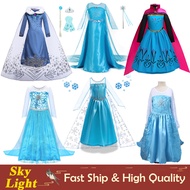 Frozen Elsa Costume Cosplay White Blue Princess Dress For Kids Girl Halloween Party Role Playing Christmas Outfits Baby Set