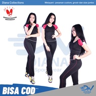 SETELAN OLAHRAGA WANITA ATASAN DAN CELANA PANJANG HITAM