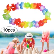 10 Pcs Hawaiian Leis Garland Flower Necklace Fancy Dress Pool Party Hawaii Beach Fun Flowers DIY Par