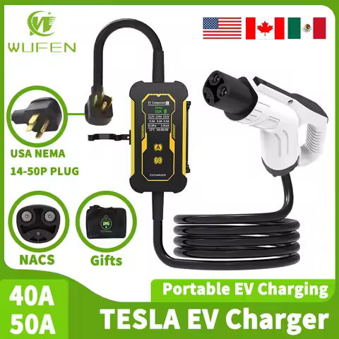 WUFEN Tesla Level 2 EV Charger 50A 12KW Electric Vehicle Portable Charger Tesla Home EV Charging Sta