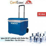 Igloo 60 QT Latitude with Roller Rot Cooler Box - For 93 Cans | Blue/Gray