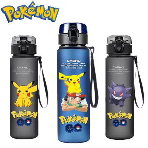 Pokemon 560ML Water Cup Anime Portable Children's Cute Plastic Cartoon Outdoor Sports Large Capacity