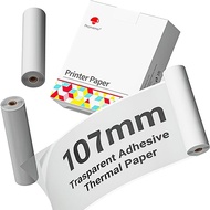 Phomemo สติกเกอร์ฉลากโปร่งใสแบบต่อเนื่องขนาด 107 มม. สำหรับเครื่องพิมพ์ m04as m04s (3 ม้วน)