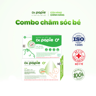 Combo 1 Hộp Khăn Hạ Sốt Dr.Papie 0+ và 1 Hộp Gạc Rơ Lưỡi Dr.Papie Cho Bé Từ Sơ Sinh