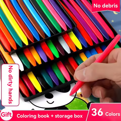 6/12/24/36 Colors Non-Dirty Hands Plastic Crayon Erasable Painting Tools Triangular Children Wax Pen