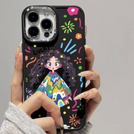 Case for iPhone 8 7 8plus 6plus 14 15 X XR XS MAX 12Promax 12 13Promax 15Promax 11 14Promax 13 Graffiti Girl Pattern Metal Photo Frame Shockproof Protective Soft Case